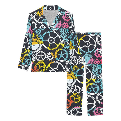 Mechanic Pattern Print Design 02 Women's Long Pajama Set