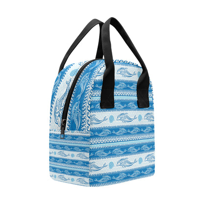 Dolphin Tribal Print Pattern Insulated Lunch Bag