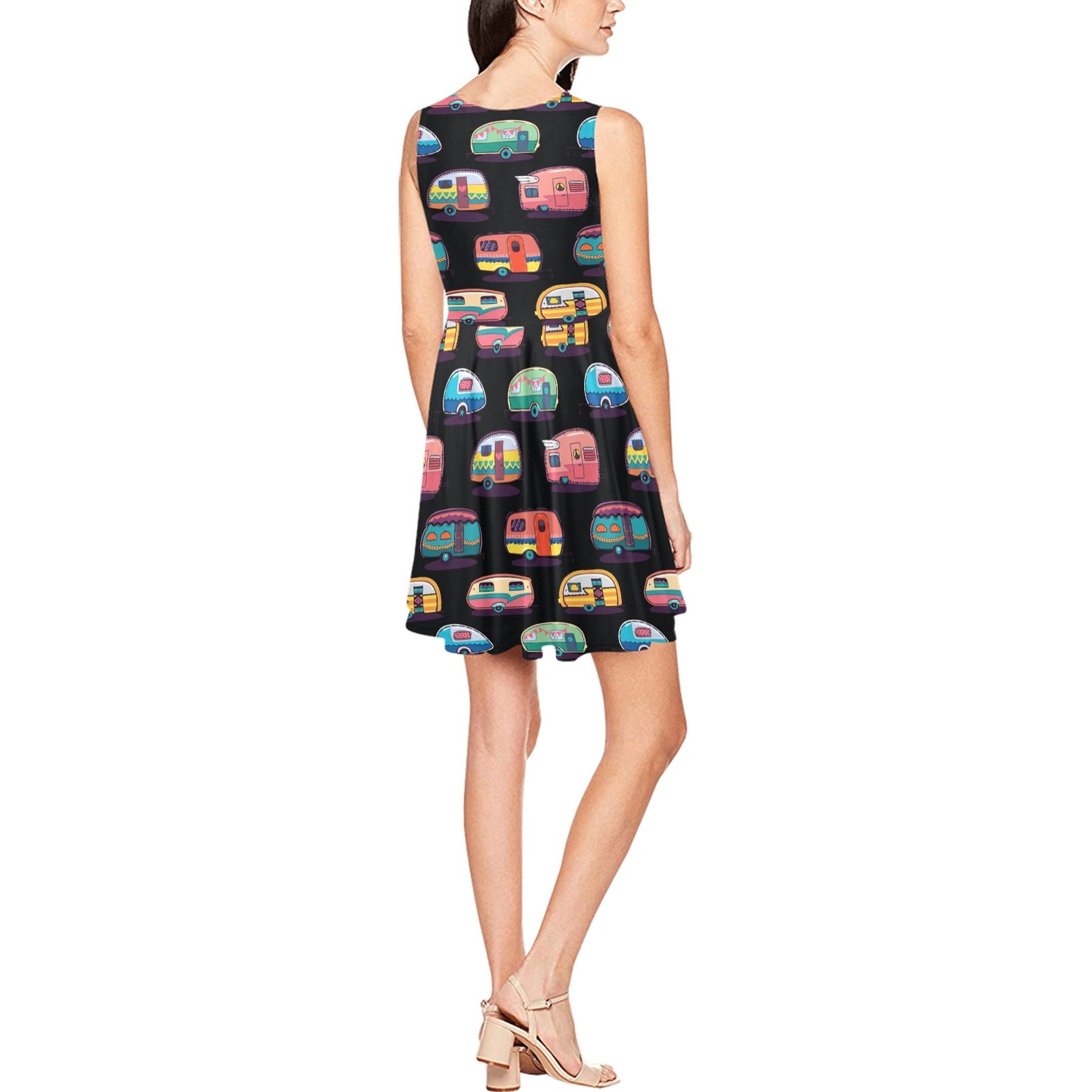 Camper Camping Pattern Sleeveless Dress