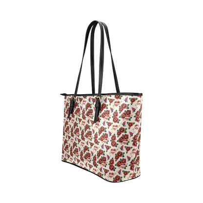 Old School Tattoo Rose Pattern Leather Tote Bag