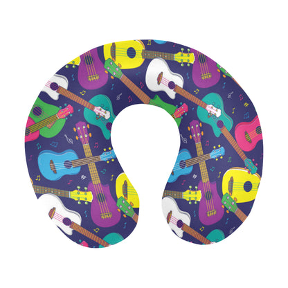 Ukulele Pattern Print Design 02 U-Shaped Travel Neck Pillow