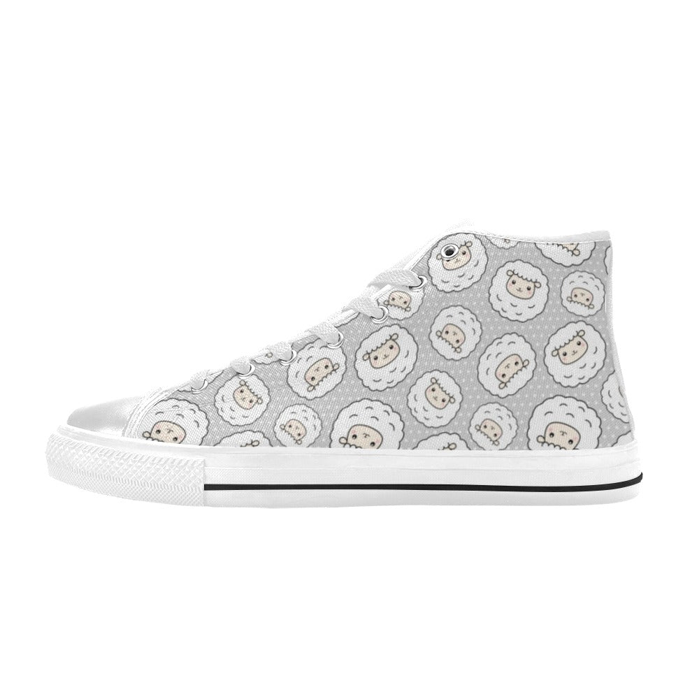 Sheep Print Design LKS401 Men's High Top Canvas Shoes