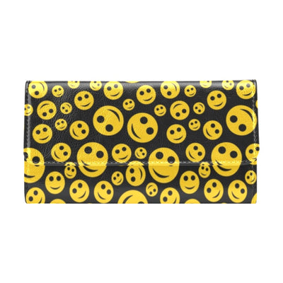 Smiley Face Emoji Print Design LKS304 Women's Trifold Wallet