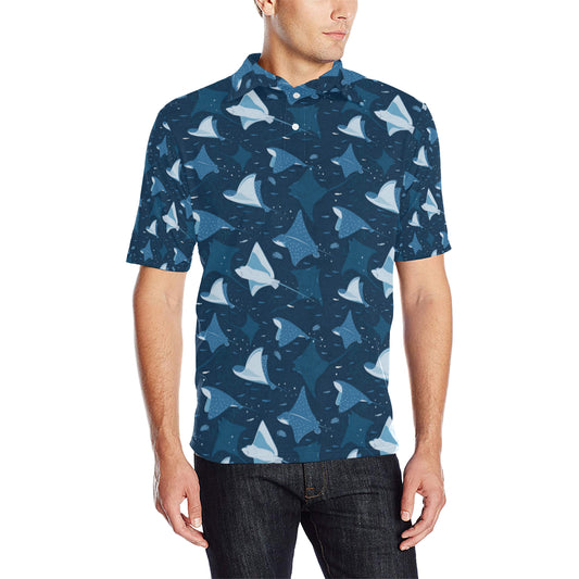 Manta Ray Pattern Print Design 02 Men Polo Shirt