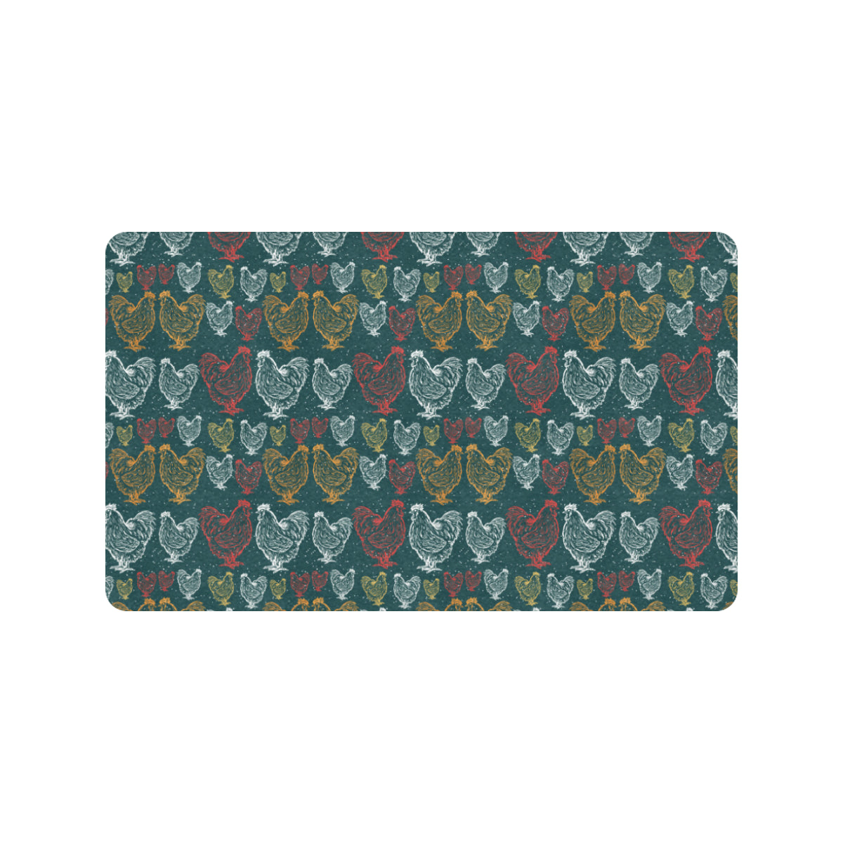 Rooster Hand Draw Design Rubber Doormat