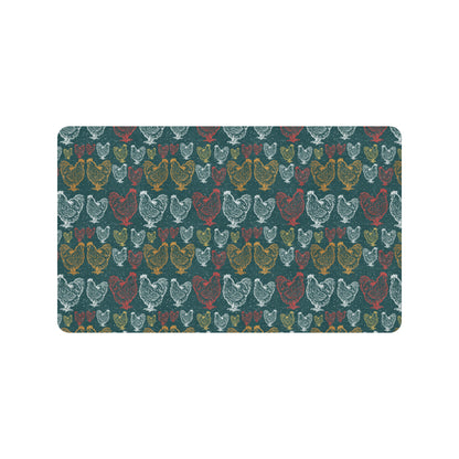Rooster Hand Draw Design Rubber Doormat