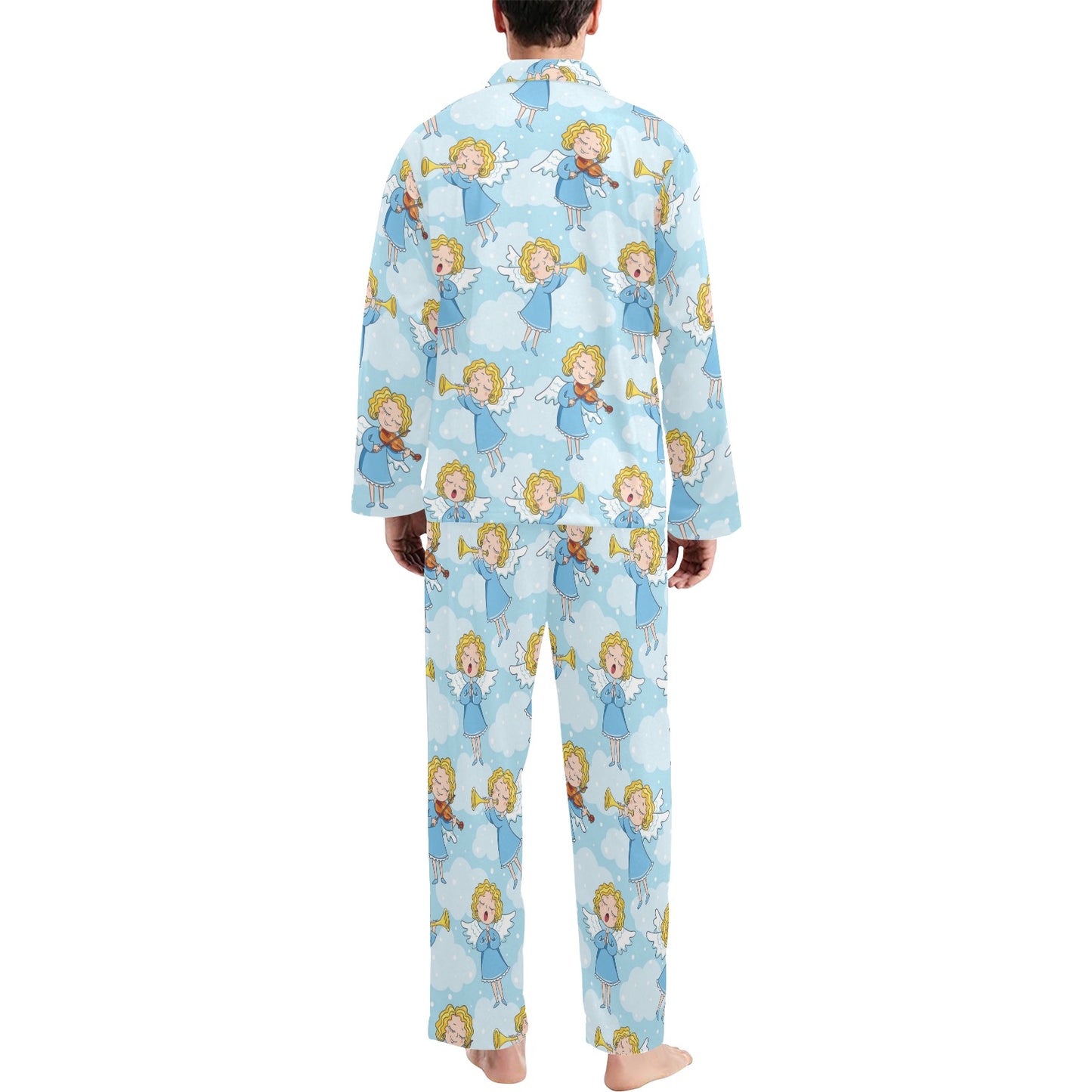 Angel Musician Pattern Print Design 09 Men's Long Pajama Set