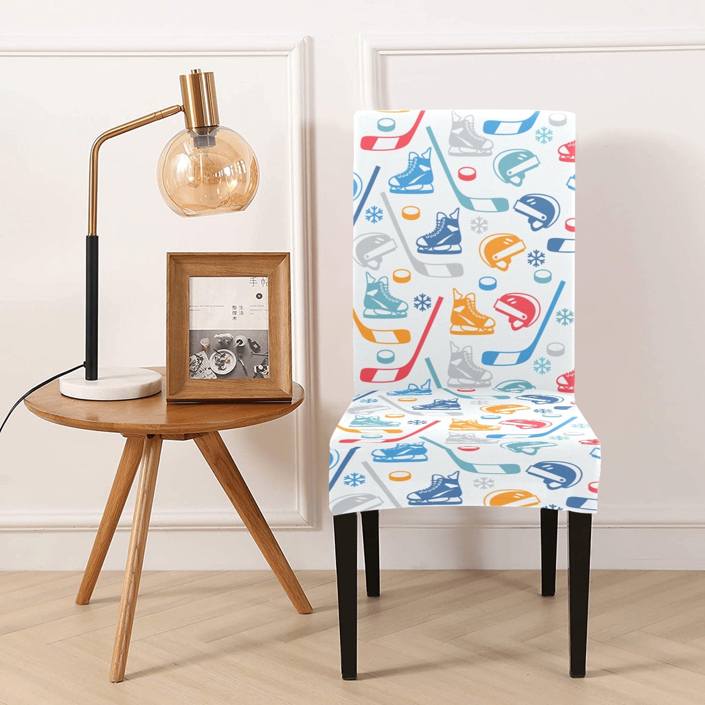 Hockey Equipment Print Design LKS301 Dining Chair Slipcover