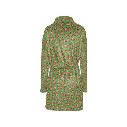 American Football on Green Design Women's Fleece Robe