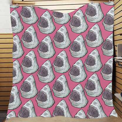 Great White Shark Pattern Print Design 01 Premium Quilt