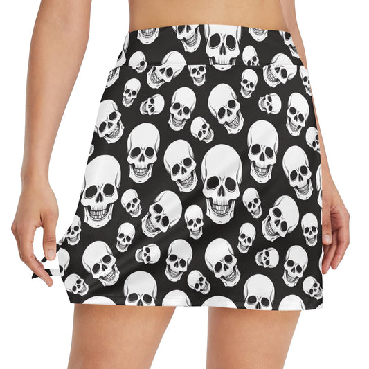 Skull Print Design LKS301 17" Golf & Pickleball Skort with Pockets