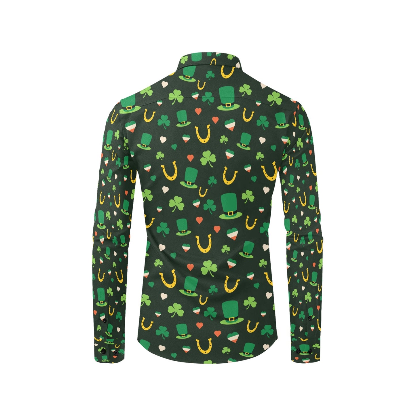 Shamrock Print Design LKS308 Men's Long Sleeve Dress Shirt