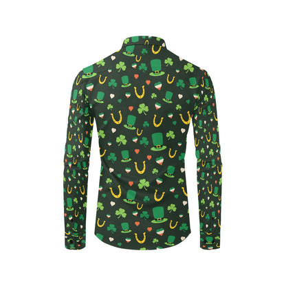 Shamrock Print Design LKS308 Men's Long Sleeve Dress Shirt