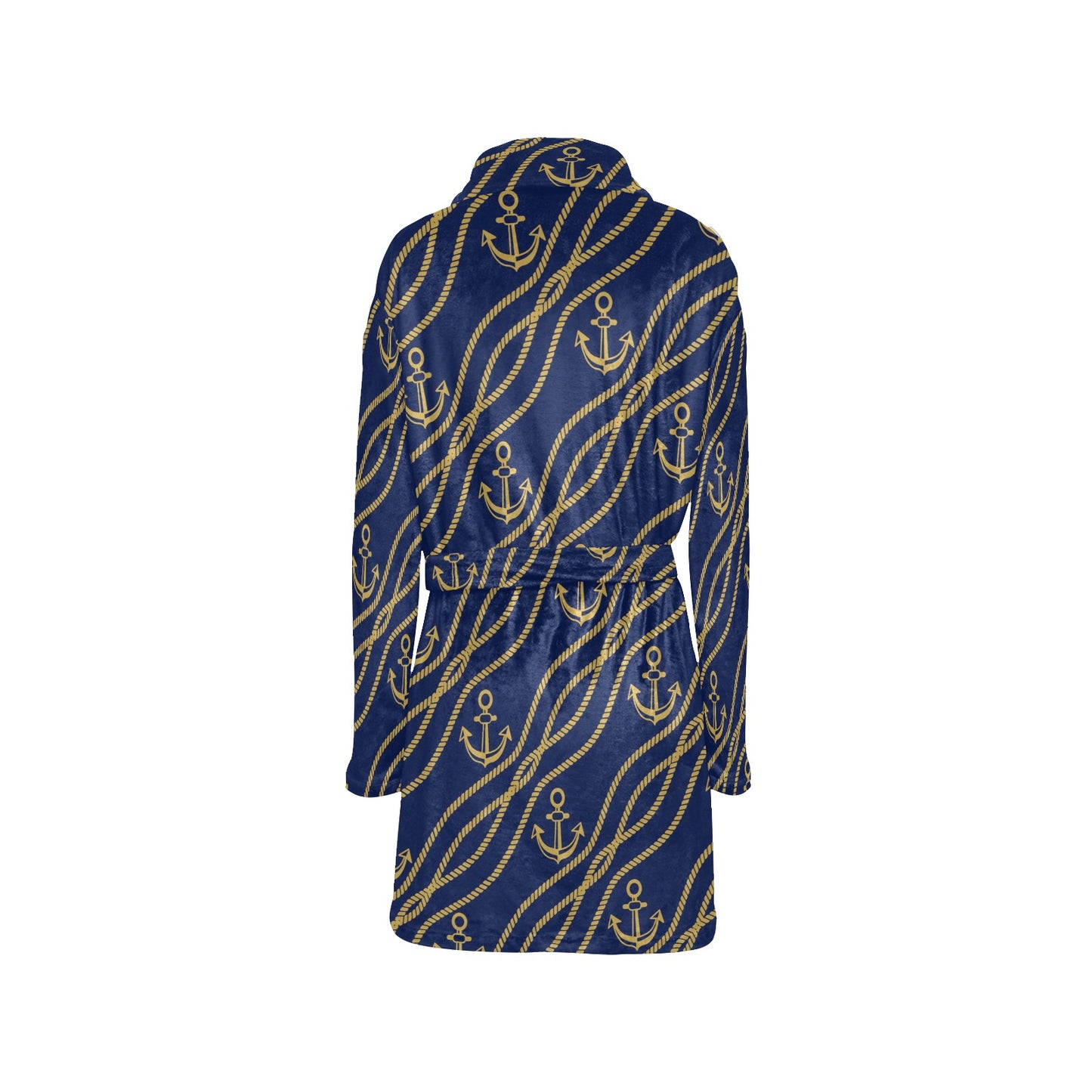 Nautical Anchor Rope Pattern Women's Fleece Robe