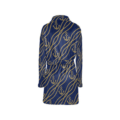 Nautical Anchor Rope Pattern Women's Fleece Robe