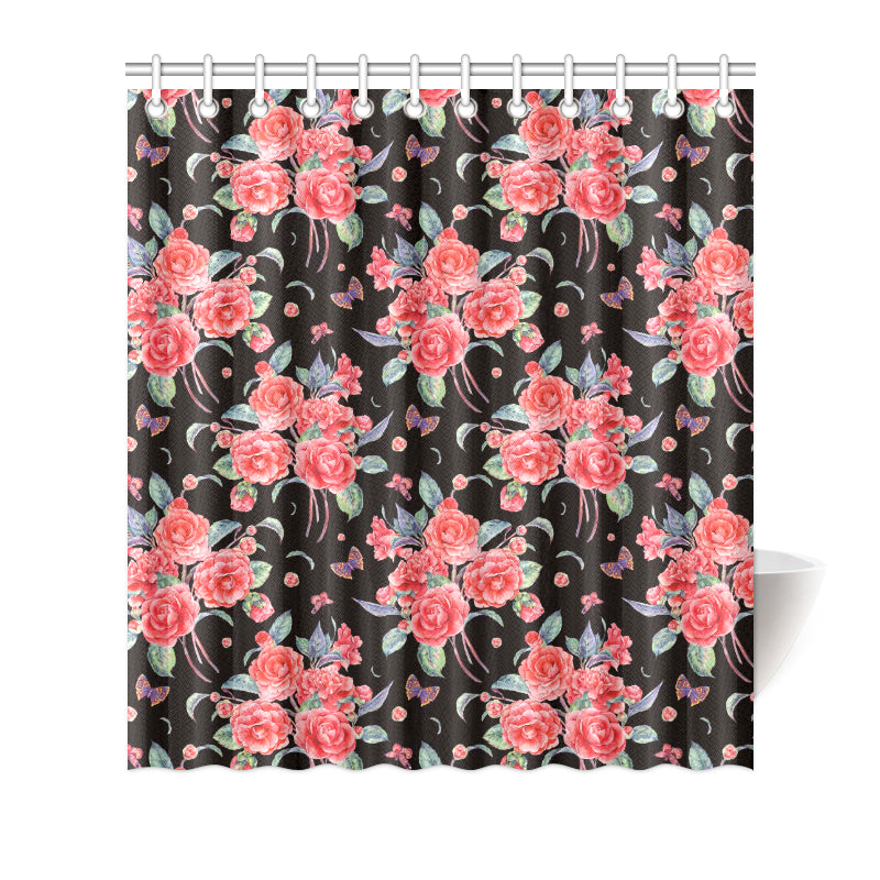 Camellia Pattern Print Design CM03 Shower Curtain