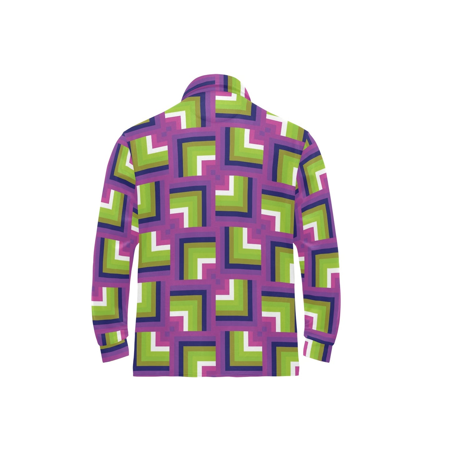 Optical illusion Pattern Print Design A05 Long Sleeve Polo Shirt For Men's