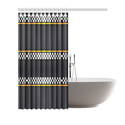 Checkered Flag Yellow Line Style Shower Curtain