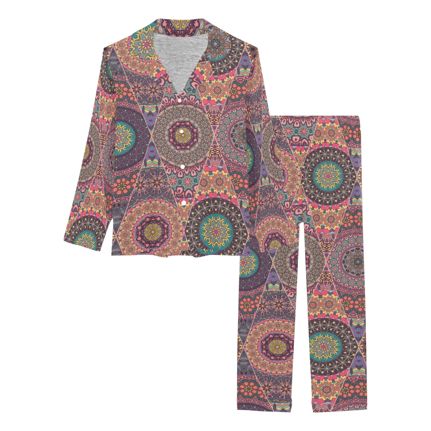 Bohemian Pattern Print Design 07 Women's Long Pajama Set