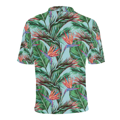 Bird Of Paradise Pattern Print Design BOP01 Men Polo Shirt