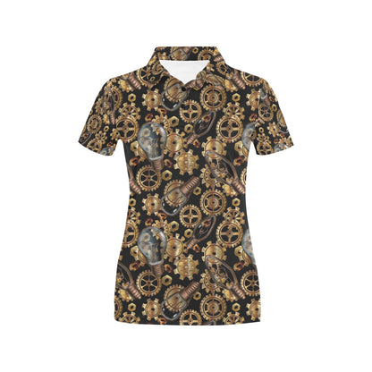 Steampunk Lightbulb Print Design LKS304 Women's Polo Shirt