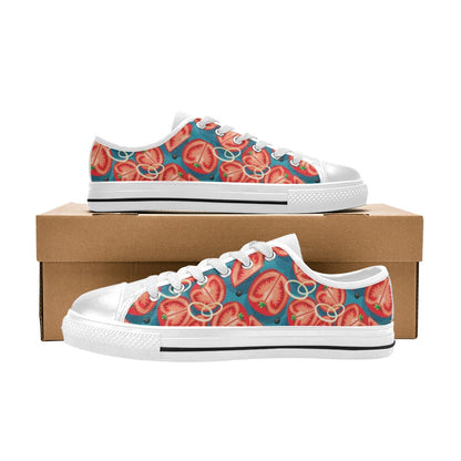 Tomato Print Design LKS301 Women's White Low Top Shoes