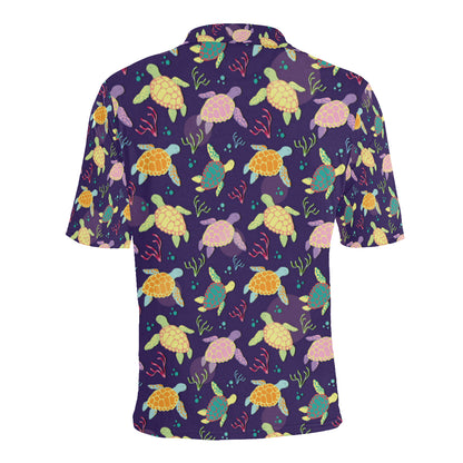 Sea Turtle Color Smile Men Polo Shirt