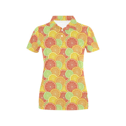 Grapefruit Pattern Print Design GF01 Women's Polo Shirt