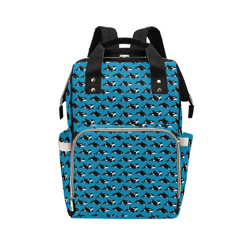 Whale Print Design LKS304 Diaper Bag Backpack