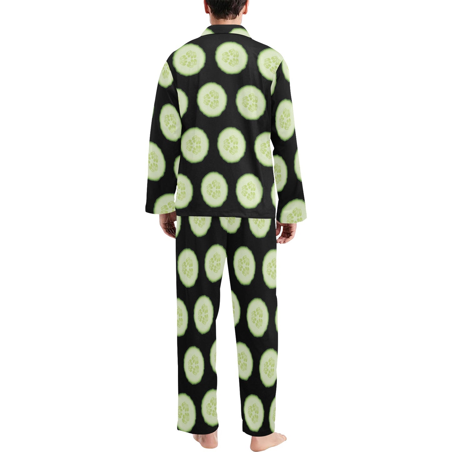 Cucumber Pattern Print Design CC02 Men's Long Pajama Set