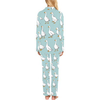 Goose Pattern Print Design 02 Women's Long Pajama Set