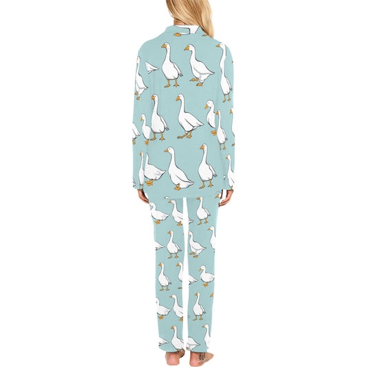 Goose Pattern Print Design 02 Women's Long Pajama Set