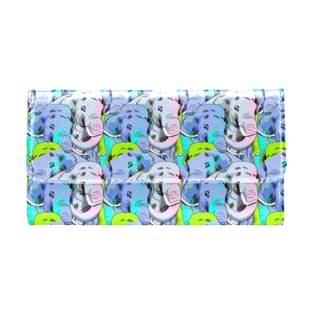 Elephant Art color Print Pattern Women's Trifold Wallet
