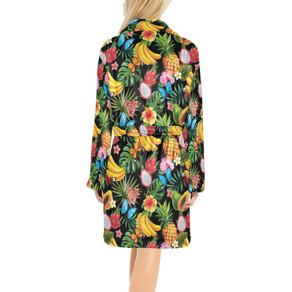 Tropical Fruits Pattern Print Design TF04 Women's Fleece Robe