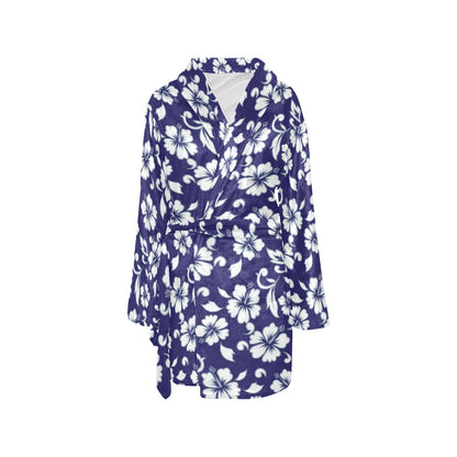 Hibiscus Pattern Print Design HB010 Women's Fleece Robe
