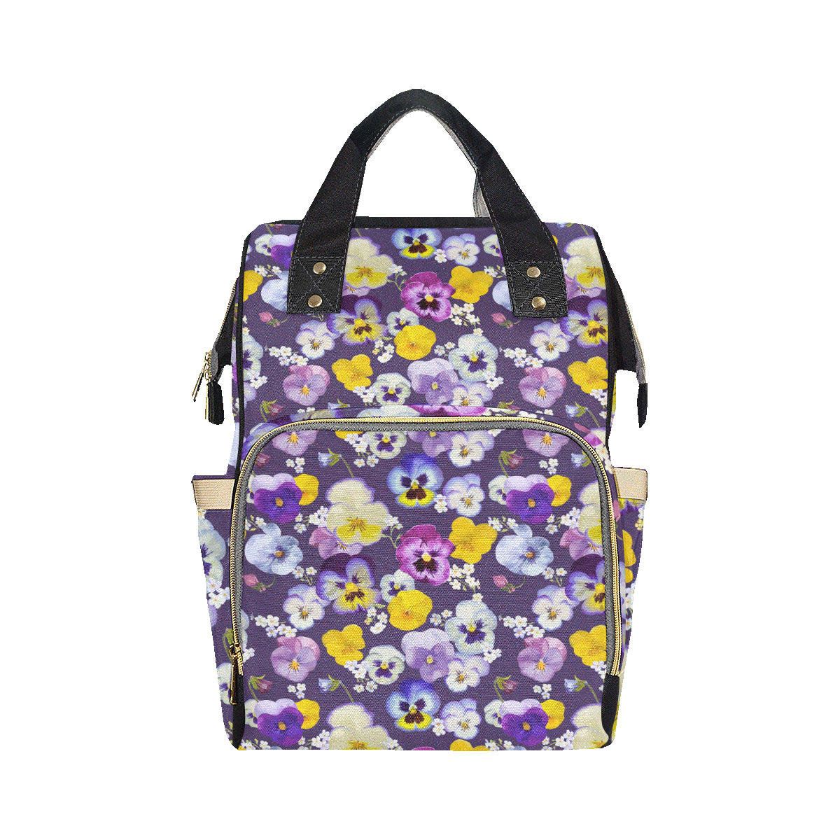 Pansy Pattern Print Design PS02 Diaper Bag Backpack