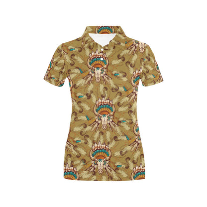 Native Indian Buffalo head Women's Polo Shirt