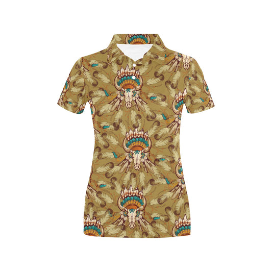 Native Indian Buffalo head Women's Polo Shirt