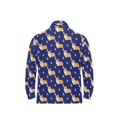 Pembroke Welsh Corgis Pattern Print Design A07 Long Sleeve Polo Shirt For Men's