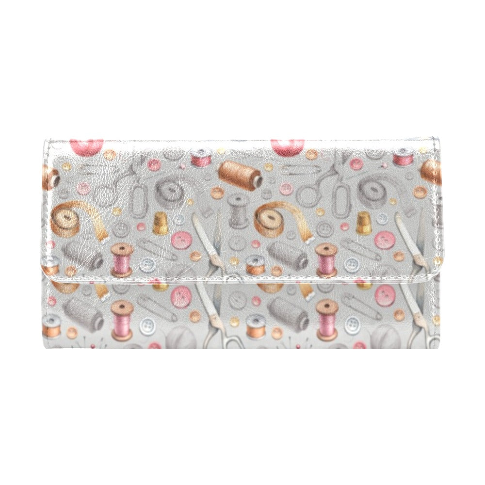 Sewing Equipment Print Design LKS302 Women's Trifold Wallet