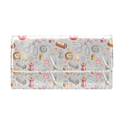 Sewing Equipment Print Design LKS302 Women's Trifold Wallet