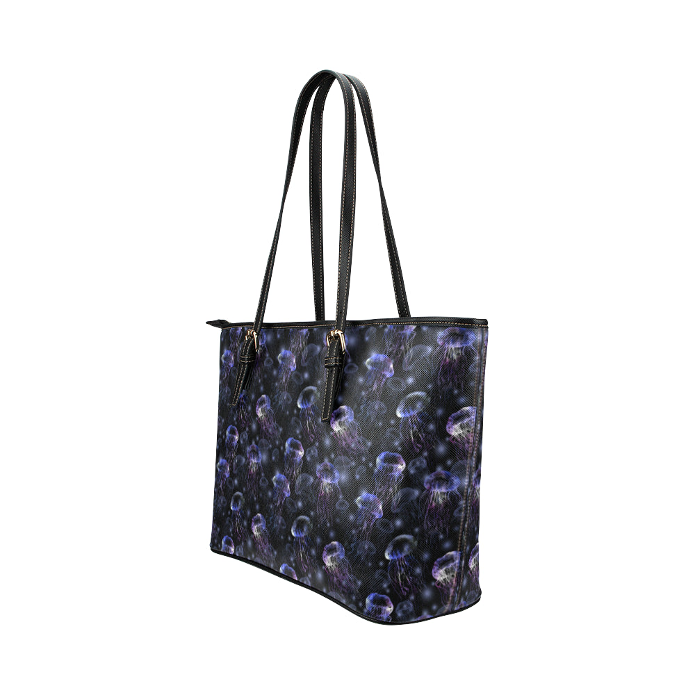 Jellyfish Themed Leather Tote Bag