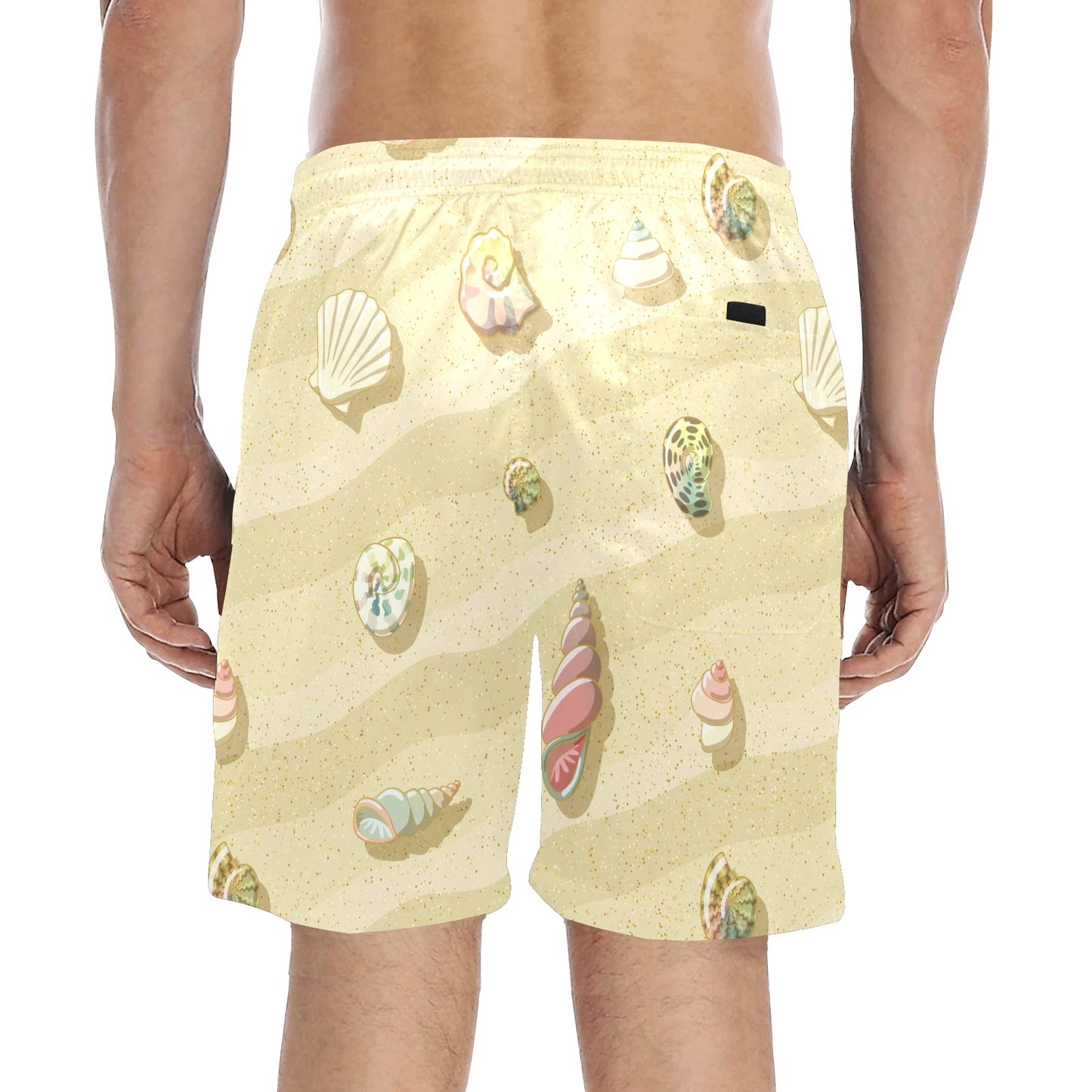 Beach with Seashell Theme Men's Swim Trunks Beach Shorts