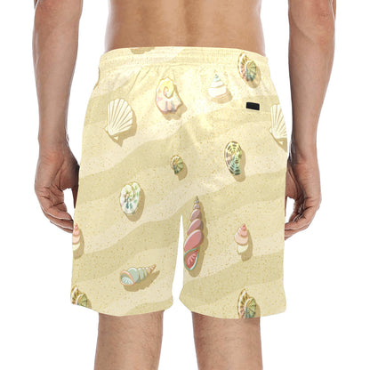 Beach with Seashell Theme Men's Swim Trunks Beach Shorts