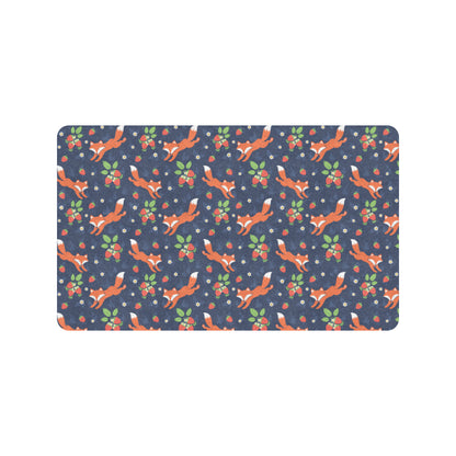 Fox Strawberry Print Pattern Rubber Doormat