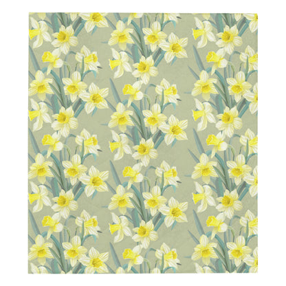 Daffodils Pattern Print Design DF01 Premium Quilt