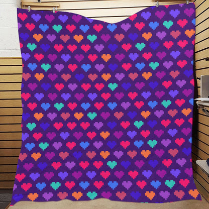 Heart Pixel Pattern Print Design HE03 Premium Quilt