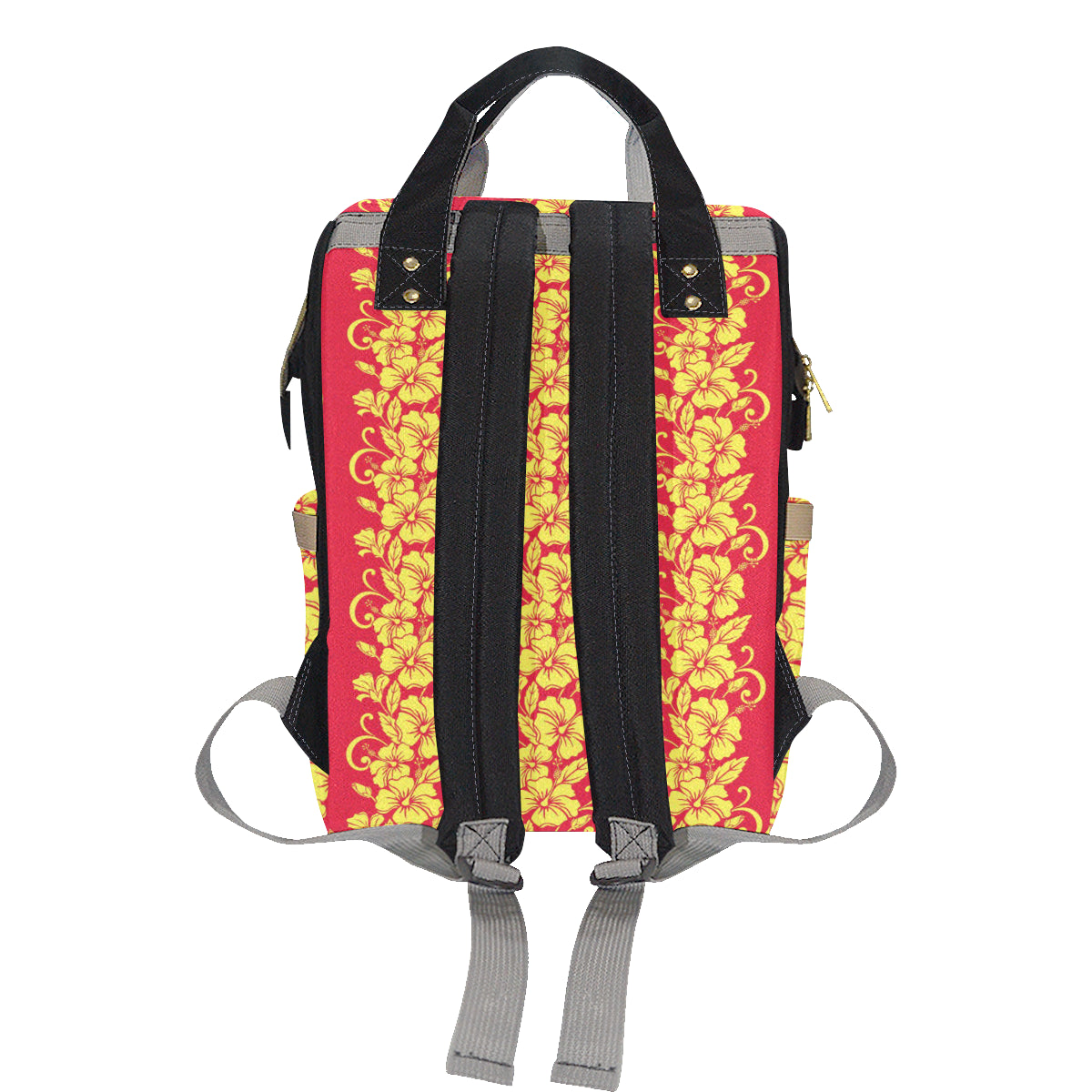 Orange Hibiscus Pattern Print Design HB018 Diaper Bag Backpack