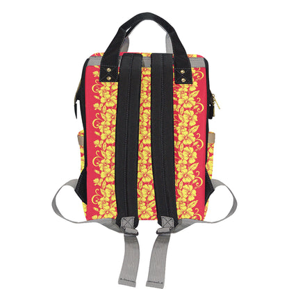 Orange Hibiscus Pattern Print Design HB018 Diaper Bag Backpack