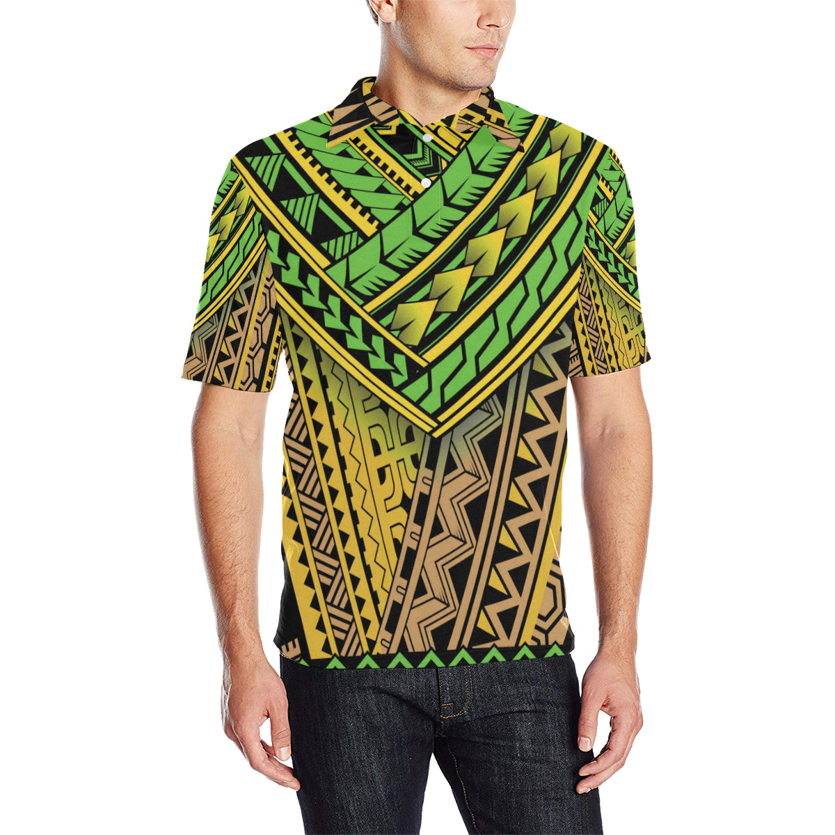 Polynesian Tribal Color Men Polo Shirt